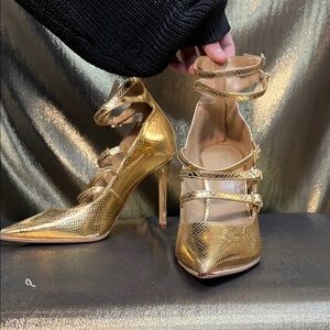Michael Kora Gold Strappy Heels